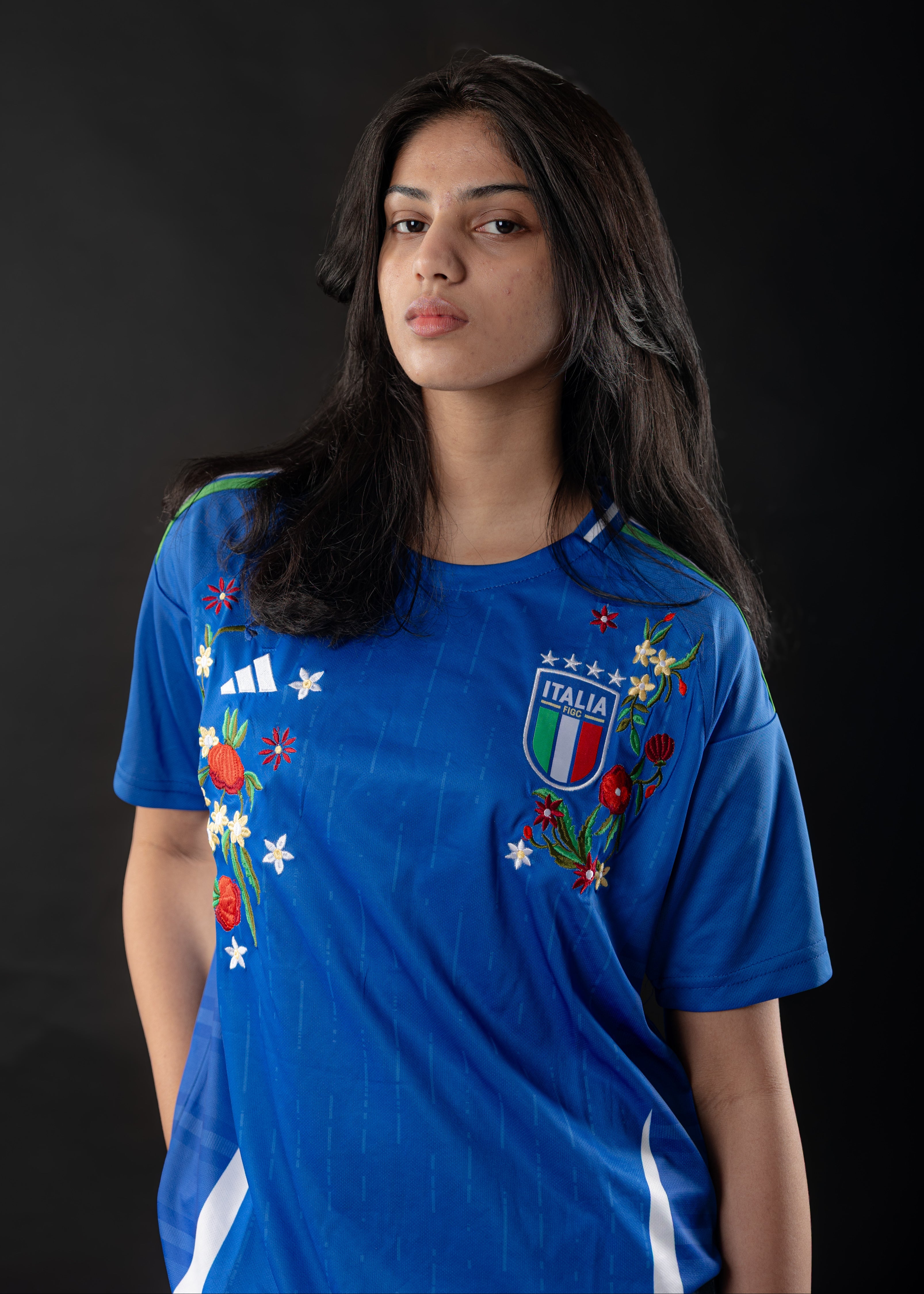 Italy Home 24 Jersey – Floral Embroidery Edition Azzurri Bloom