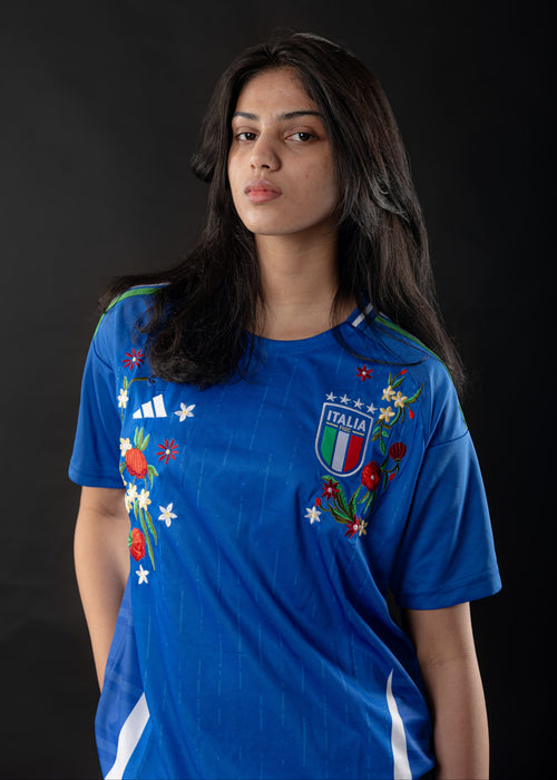 Italy Home 24 Jersey – Floral Embroidery Edition Azzurri Bloom