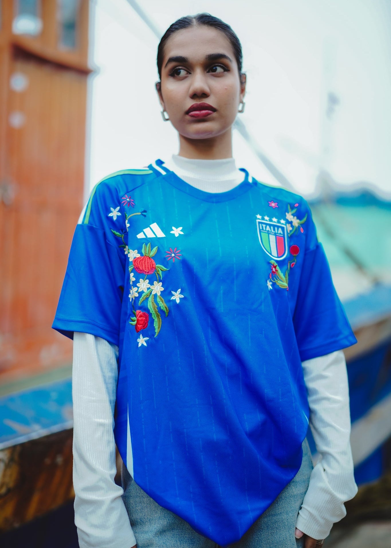 Italy Home 24 Jersey – Floral Embroidery Edition Azzurri Bloom