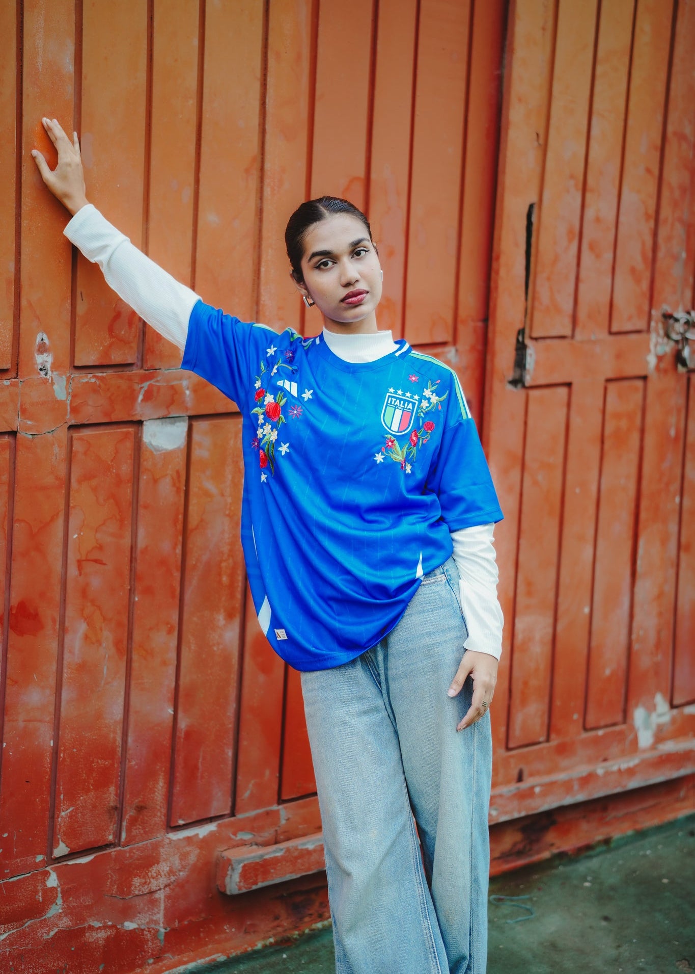 Italy Home 24 Jersey – Floral Embroidery Edition Azzurri Bloom