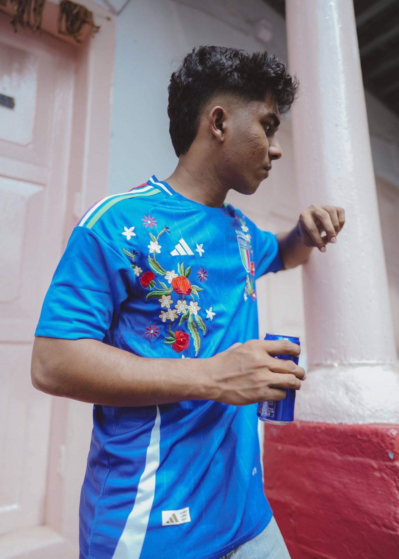 Italy Home 24 Jersey – Floral Embroidery Edition Azzurri Bloom