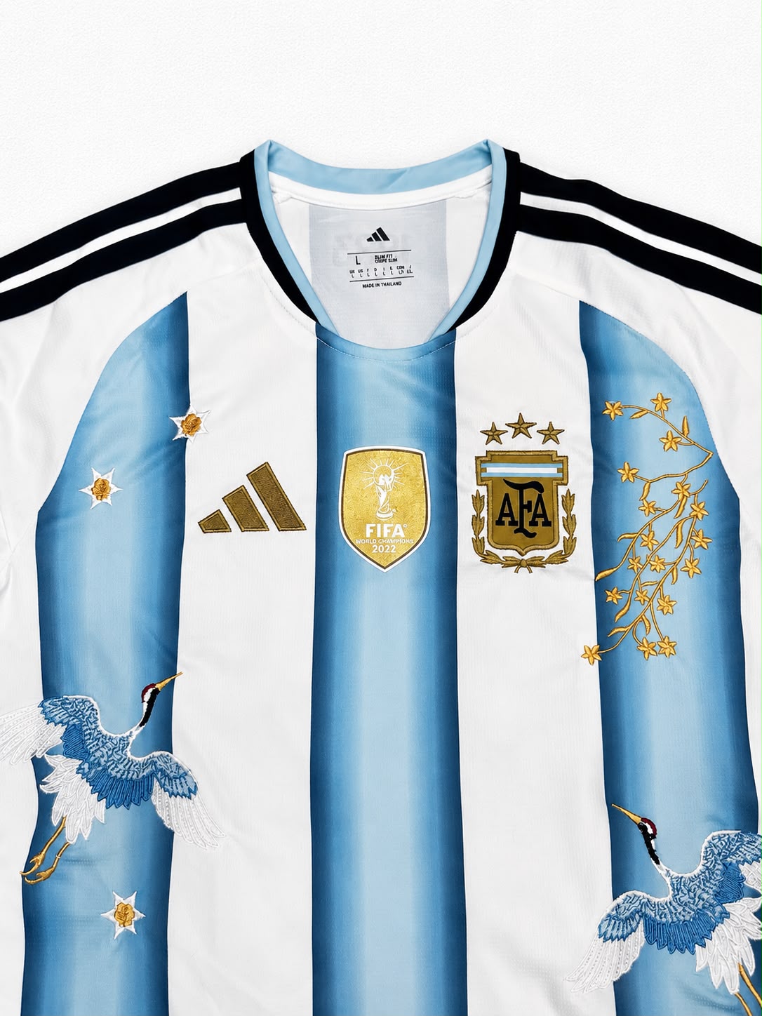 Argentina Celeste Bloom – Premium Floral Embroidery Jersey ⭐