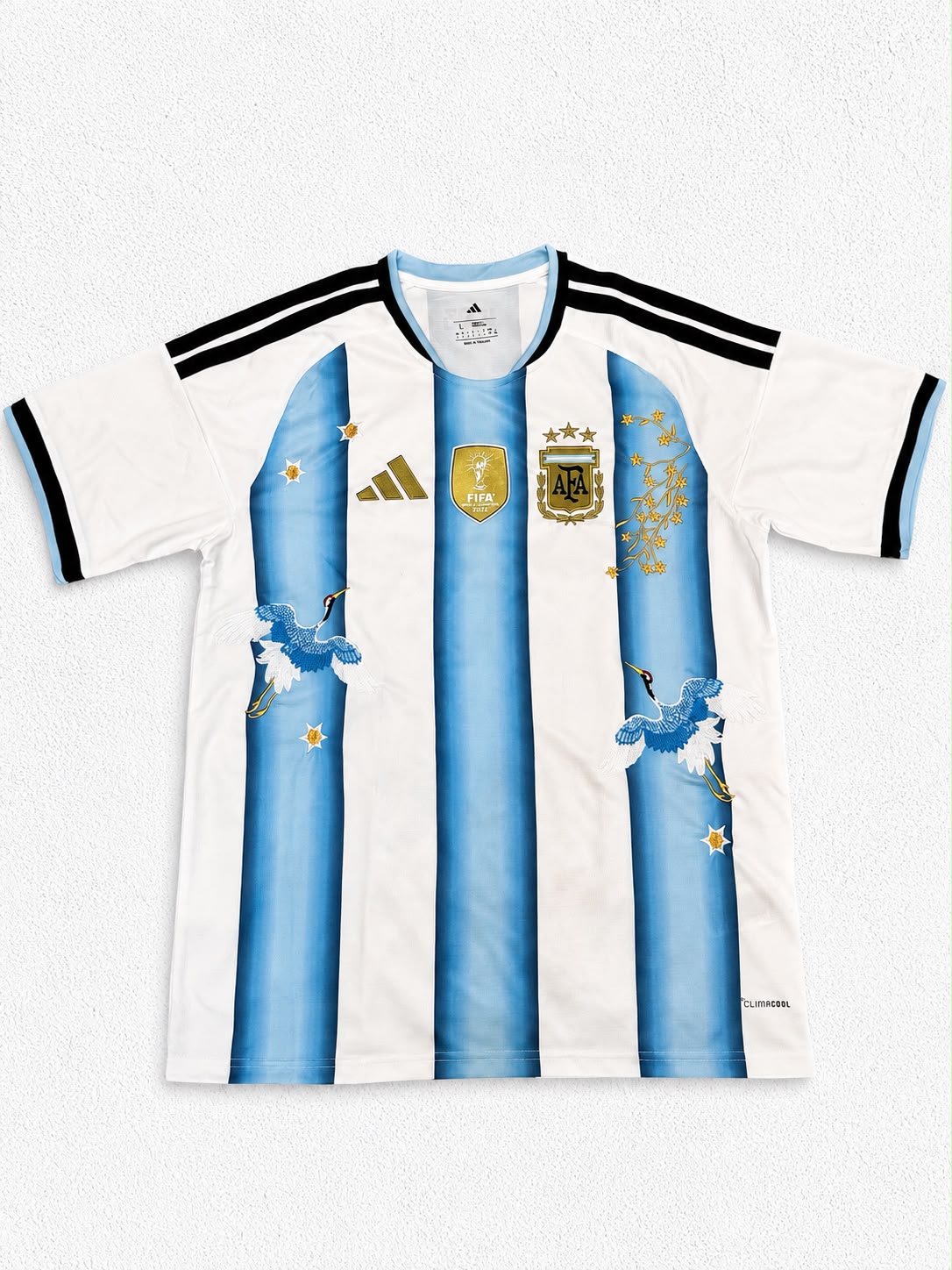 Argentina Celeste Bloom – Premium Floral Embroidery Jersey ⭐