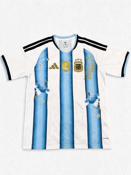 Argentina Celeste Bloom – Premium Floral Embroidery Jersey ⭐